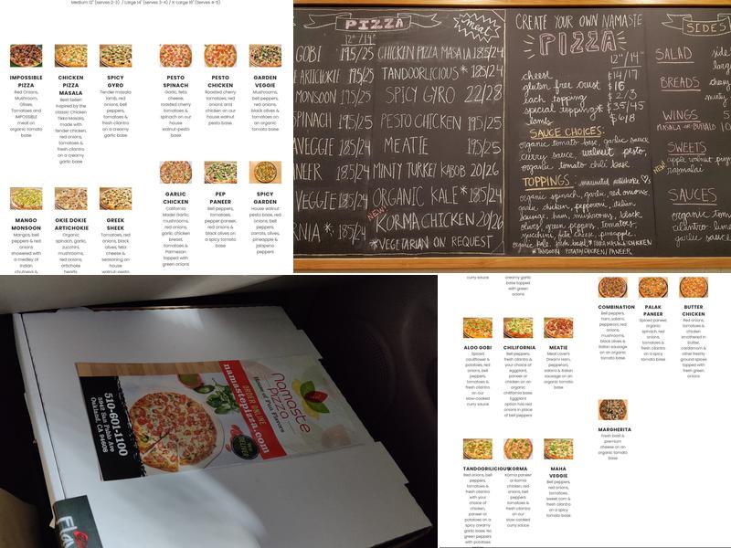 Namaste Pizza Menu