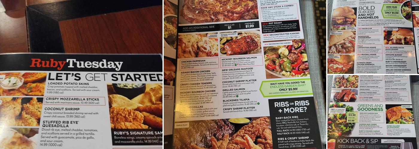 Ruby Tuesday Menu