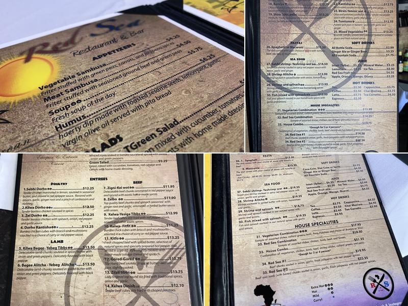 Red Sea Ethiopian & Eritrean Cuisine Restaurant Menu