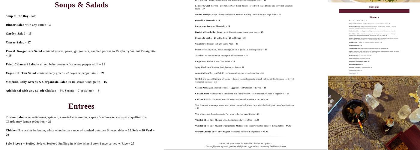Twisted Vine Restaurant Menu