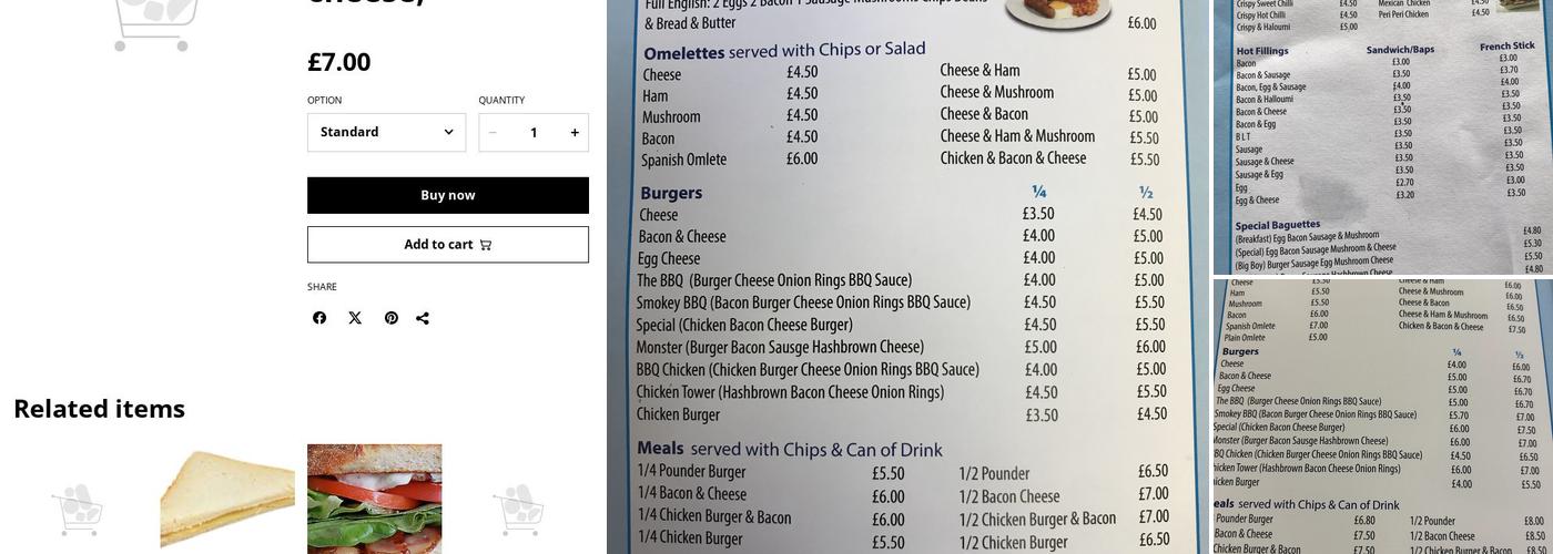 Pitstop burger van & cafe Menu