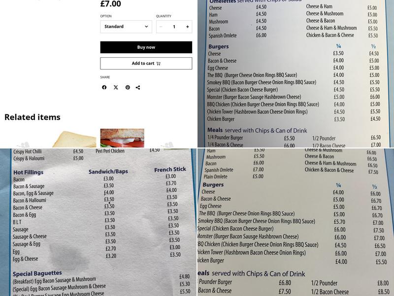 Pitstop burger van & cafe Menu