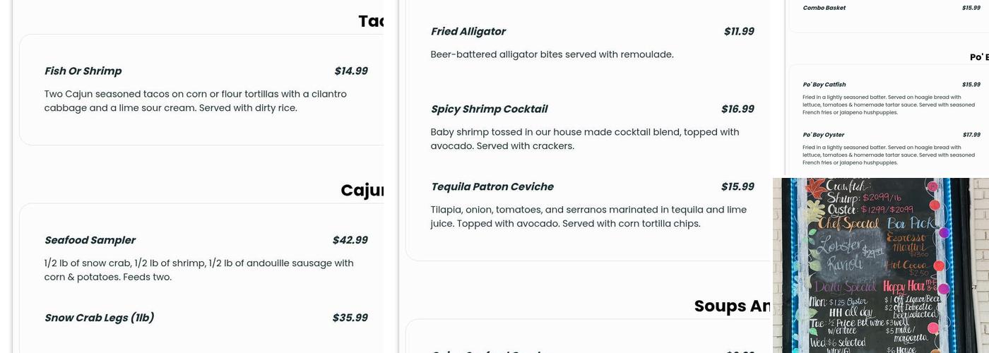 Pier 101 Menu