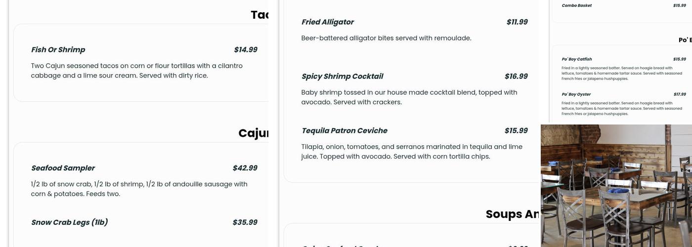 Pier 101 Menu
