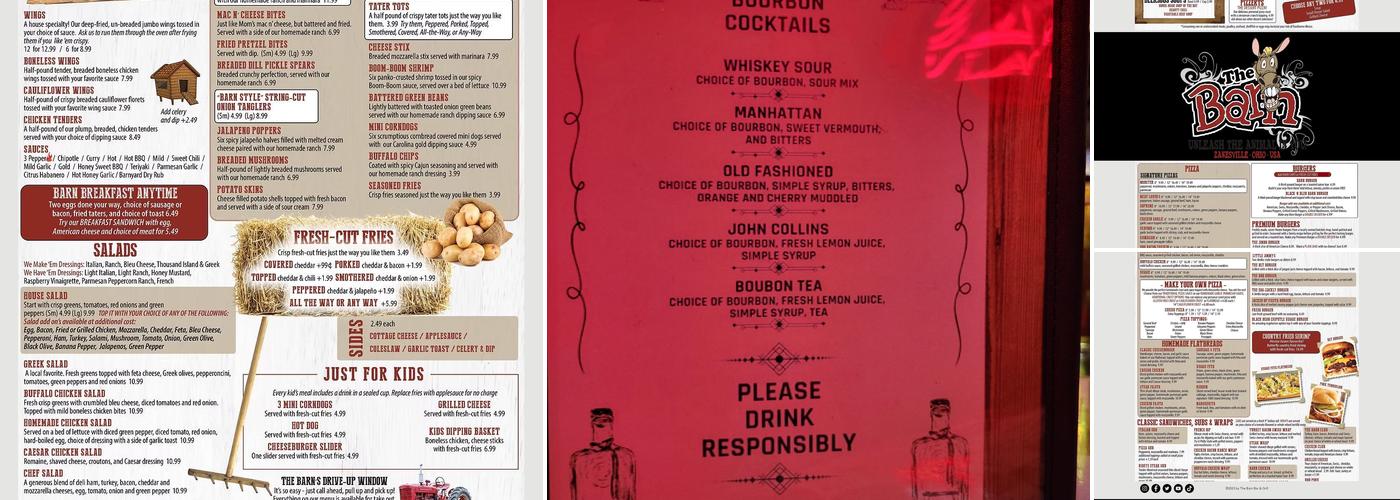 The Barn Menu