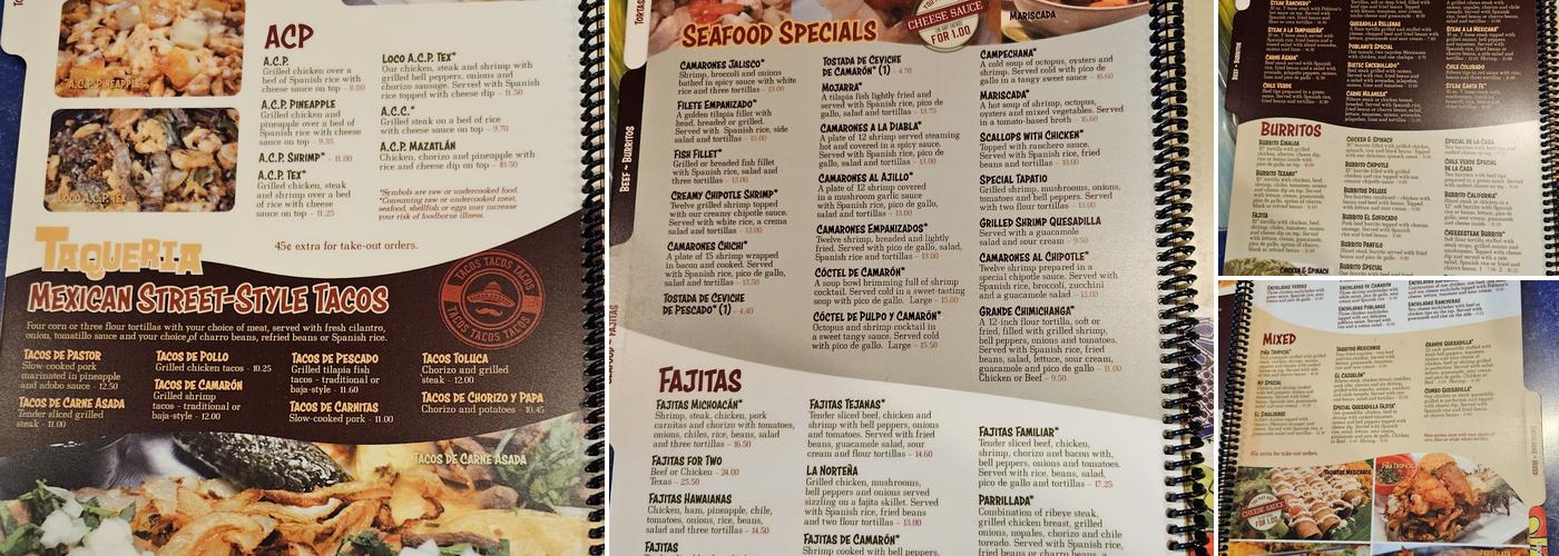 Poblanos Mexican Grill Menu