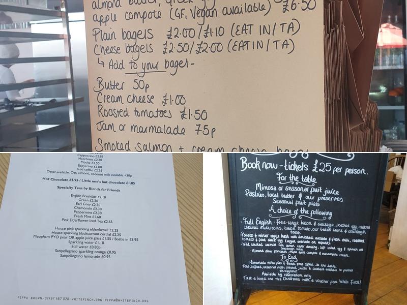 White Finch Bakery Menu