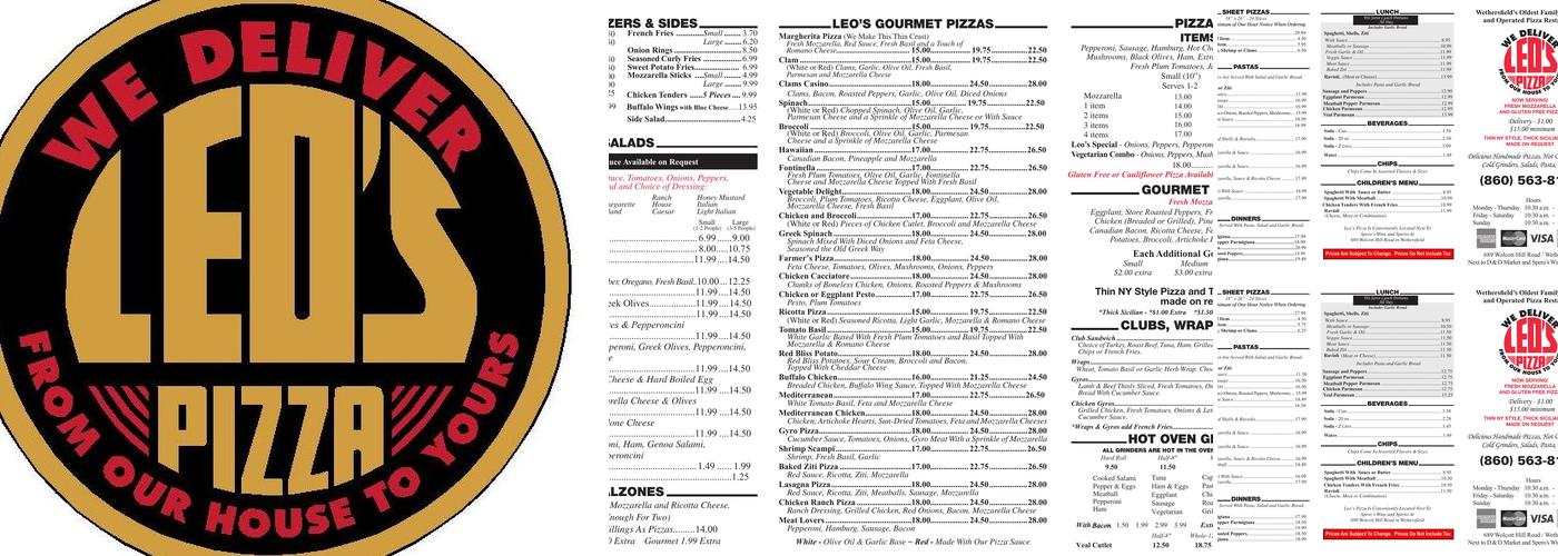 Leo's Pizza Menu