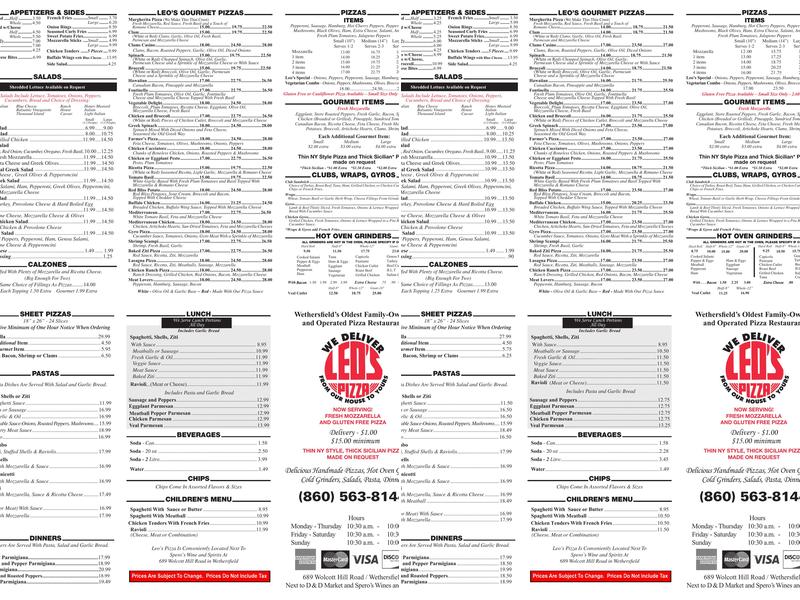 Leo's Pizza Menu