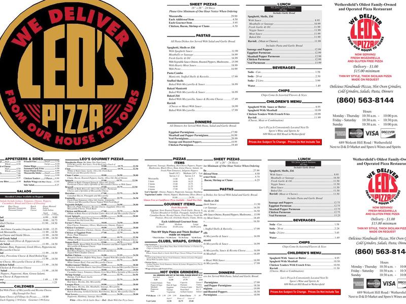 Leo's Pizza Menu