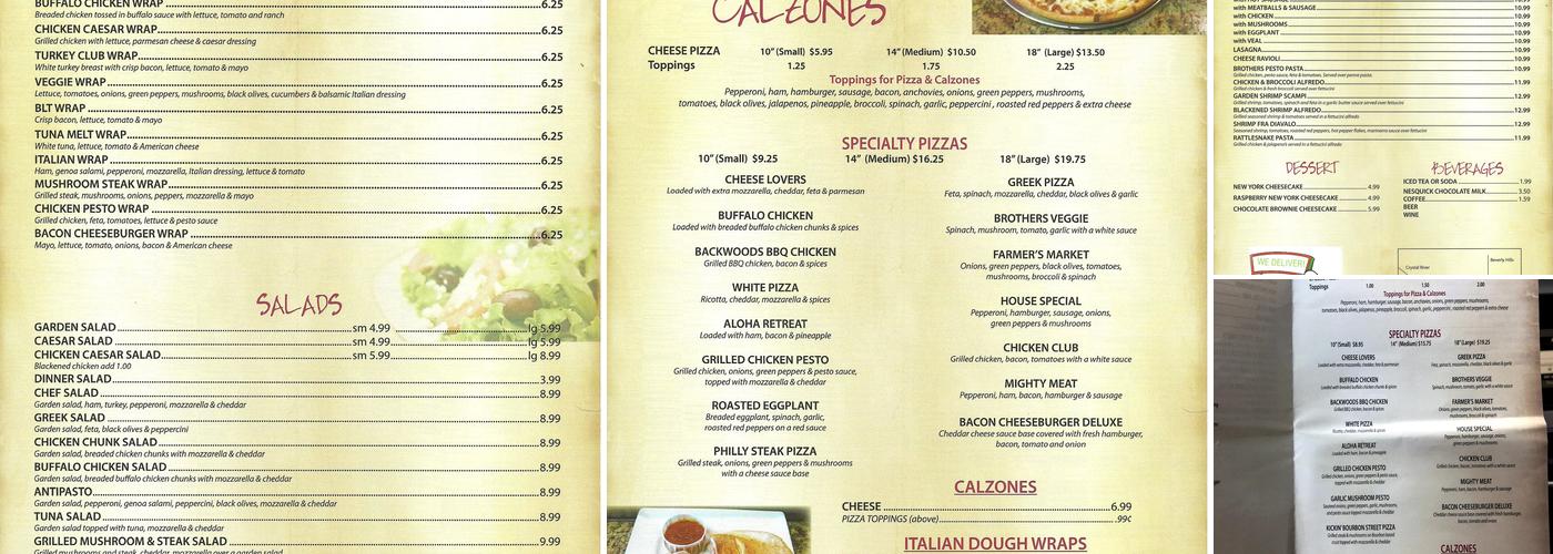 Brother's Pizza Menu