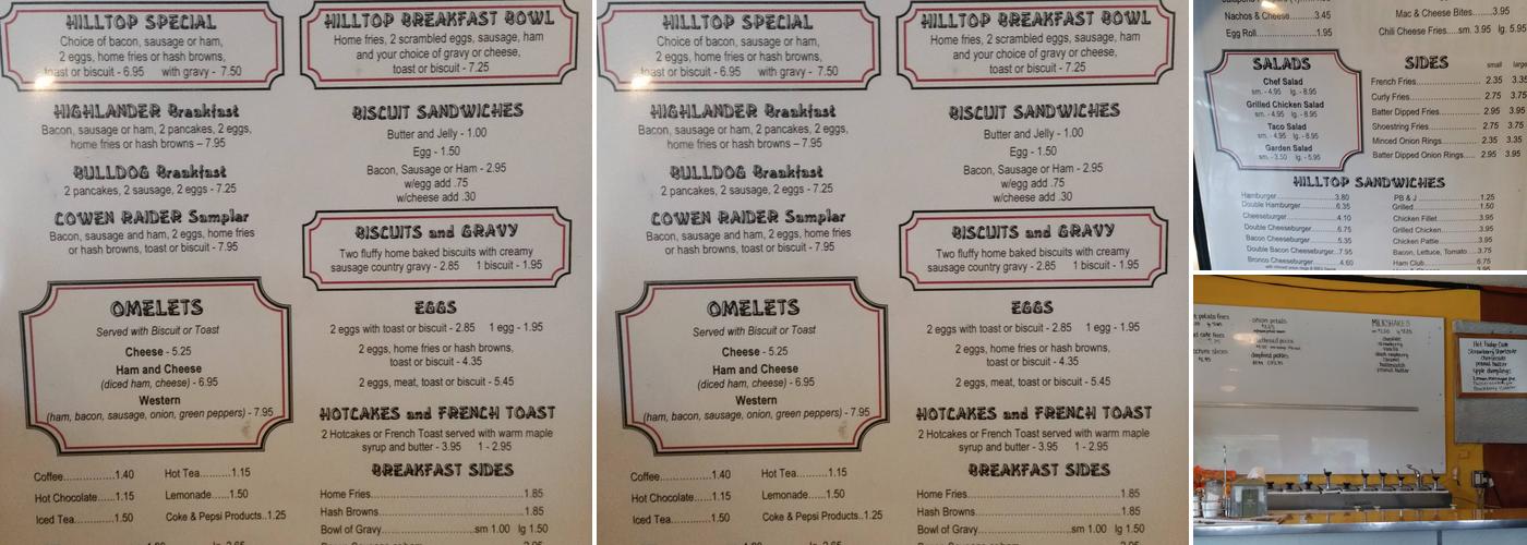 Hilltop Diner Menu