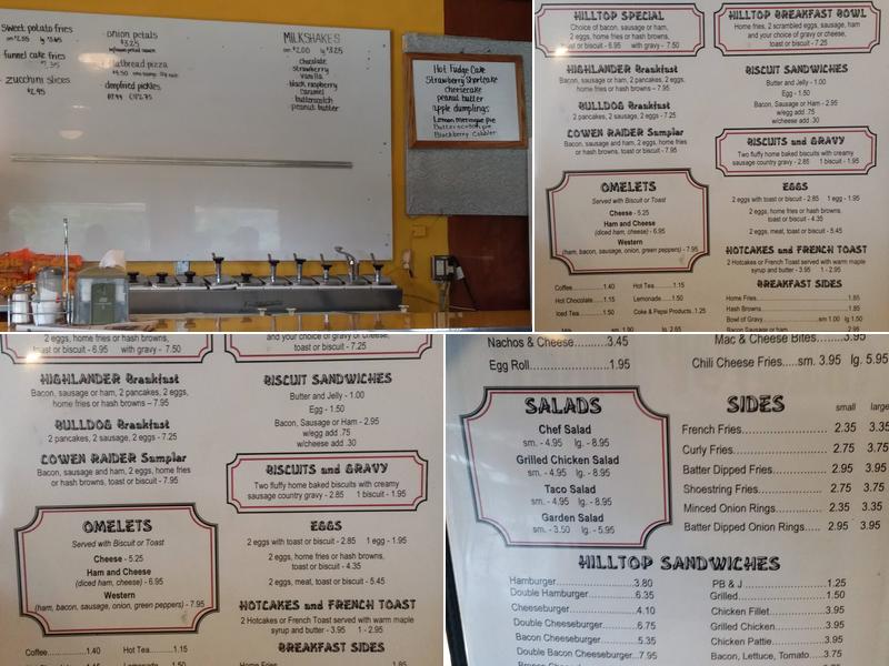 Hilltop Diner Menu