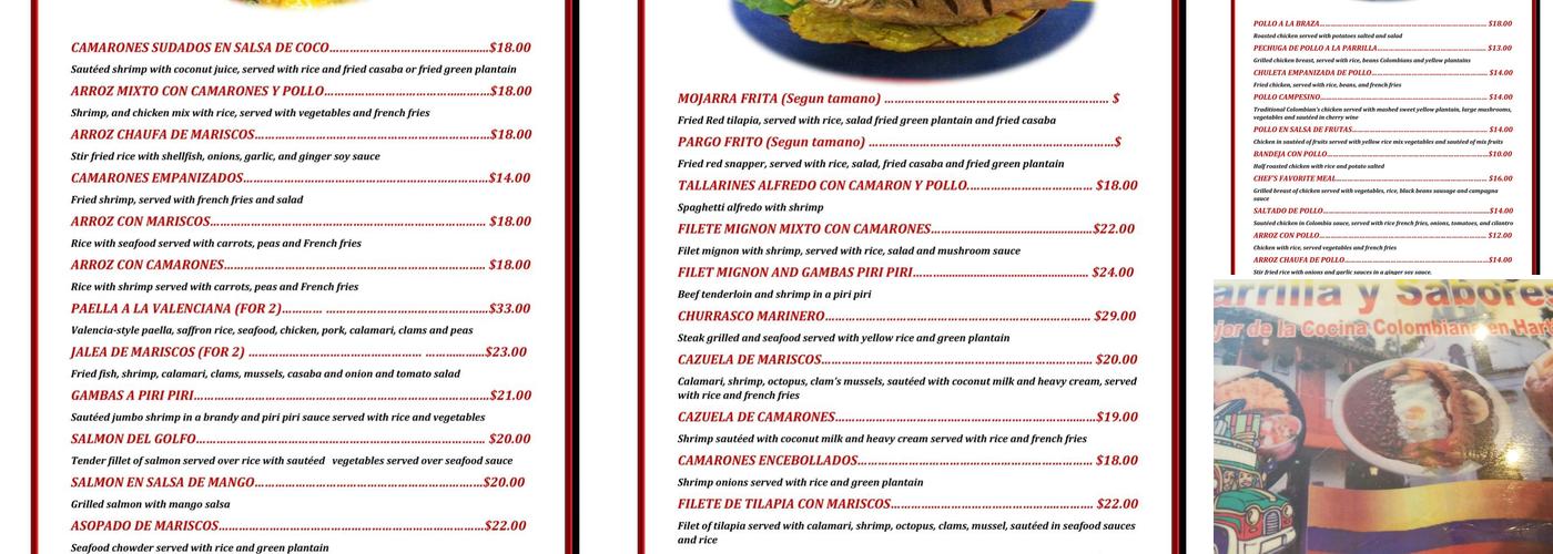 Parrilla y Sabores Menu