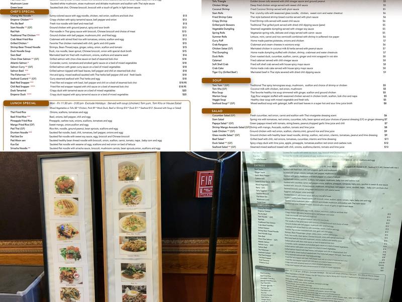 Siam Glastonbury Menu