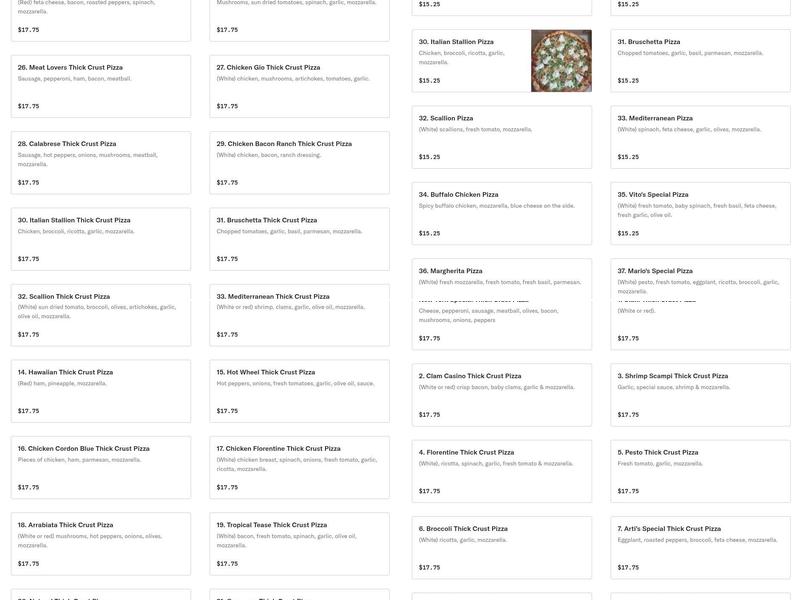 New Hop Brook Pizza Menu