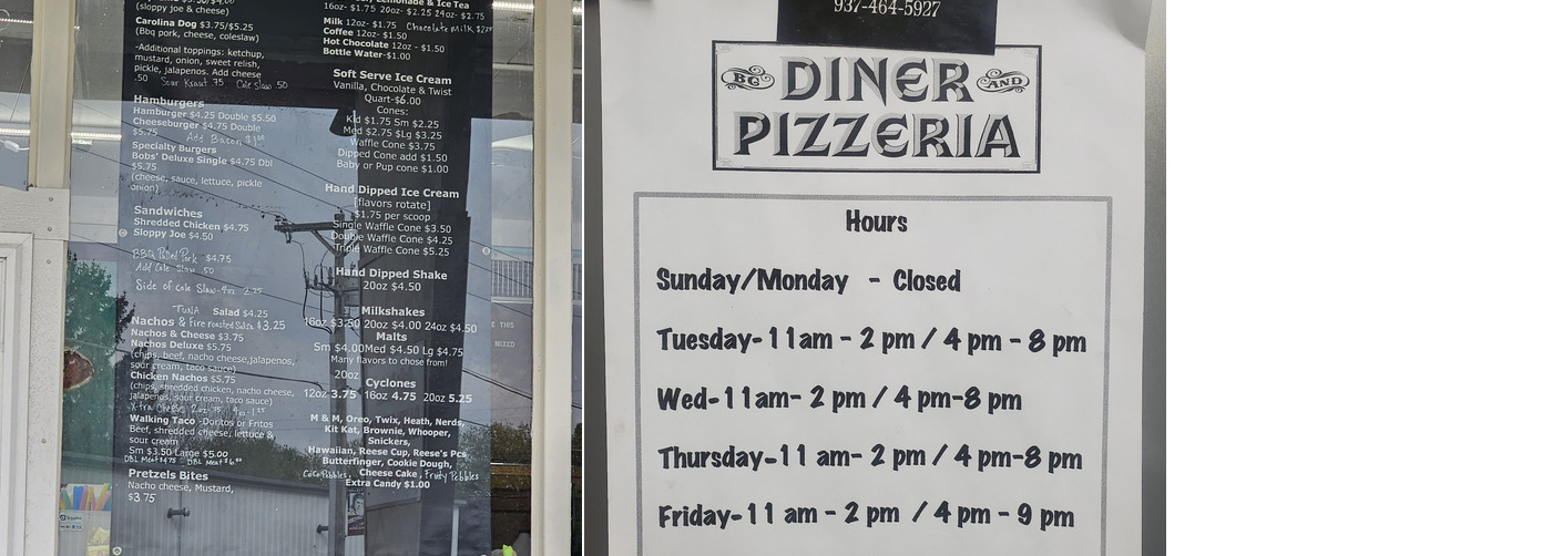 Belle Center Diner and Pizzeria Menu