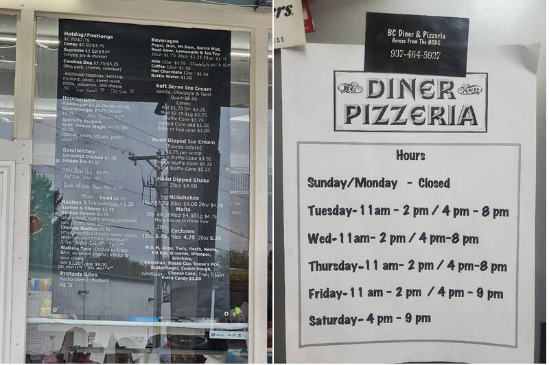 Belle Center Diner and Pizzeria Menu