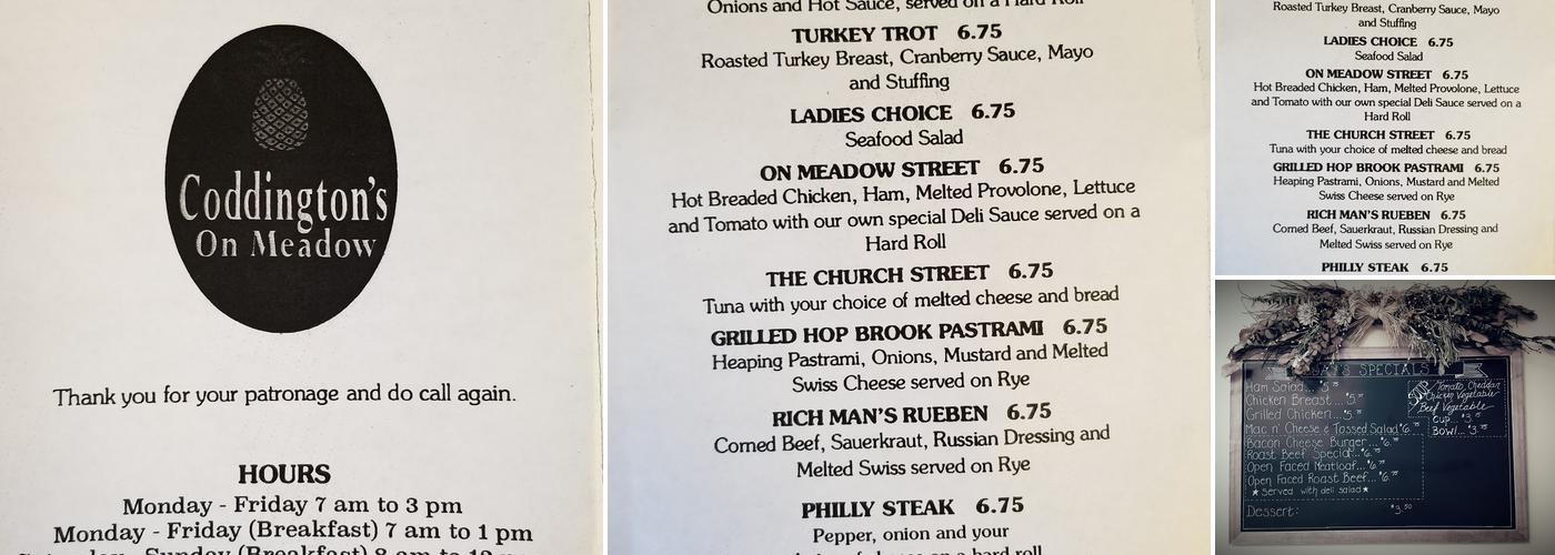 Coddington's On Meadow Menu