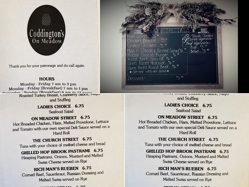 Coddington's On Meadow Menu