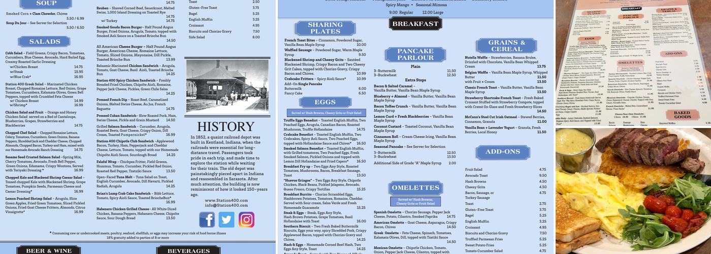 Station 400 Menu