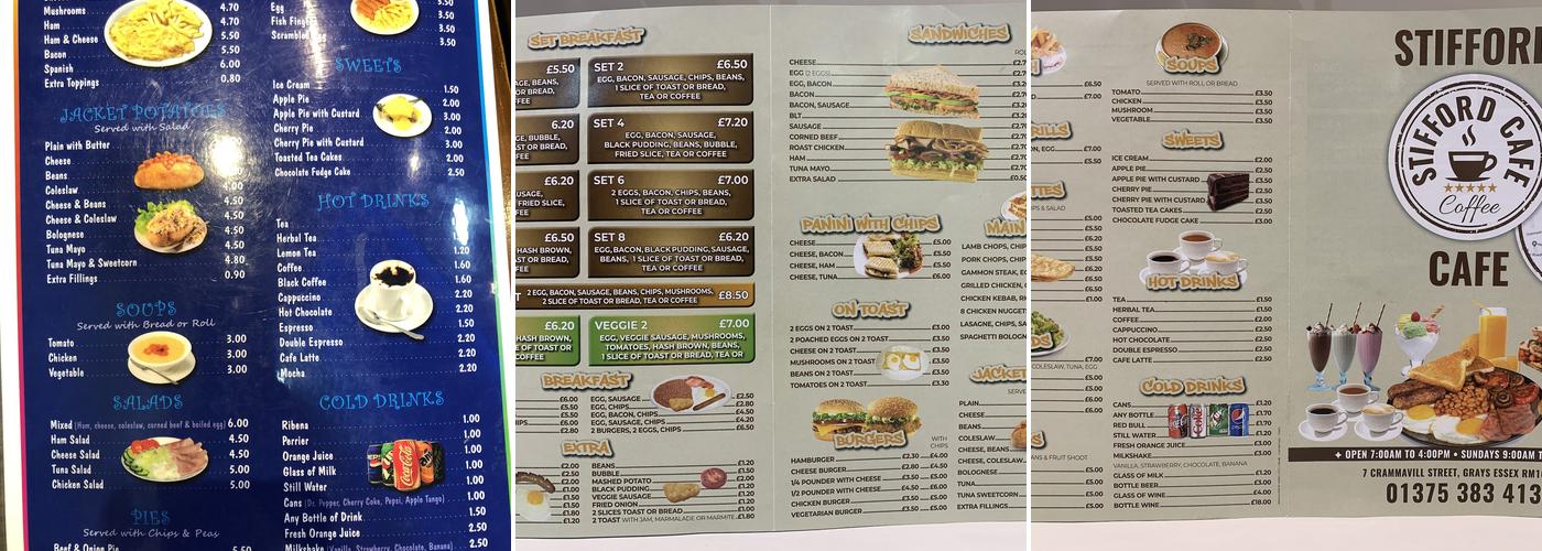 Stifford Cafe Menu