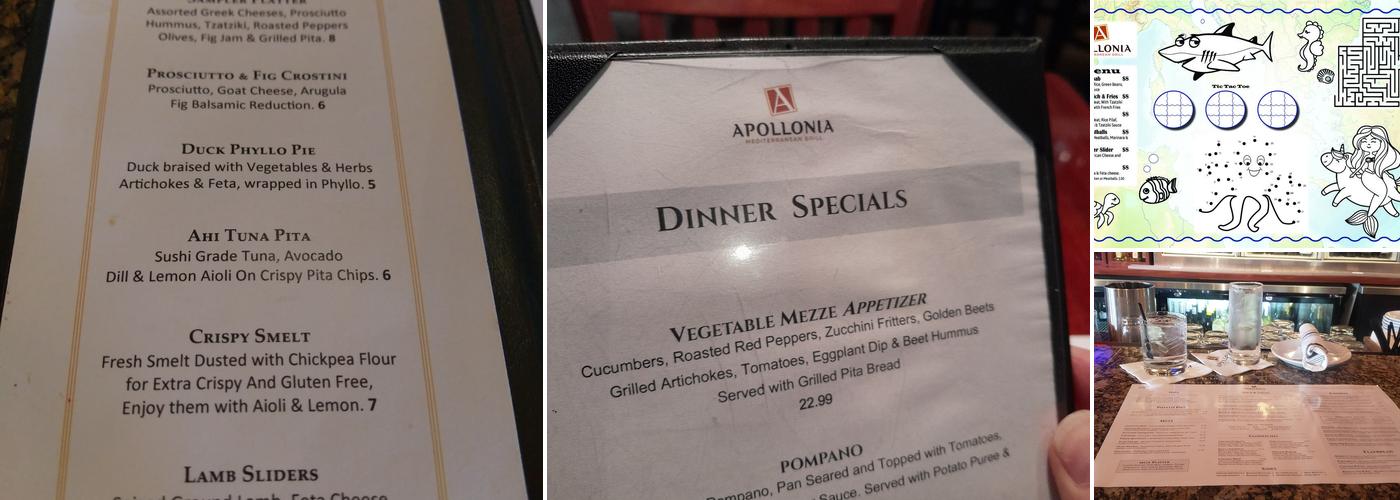 Apollonia Grill Menu