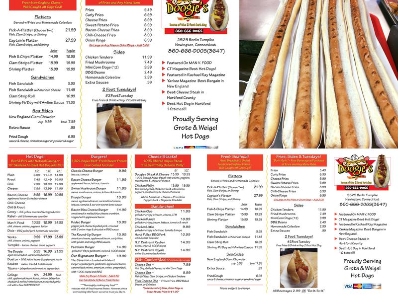 Doogie's Menu