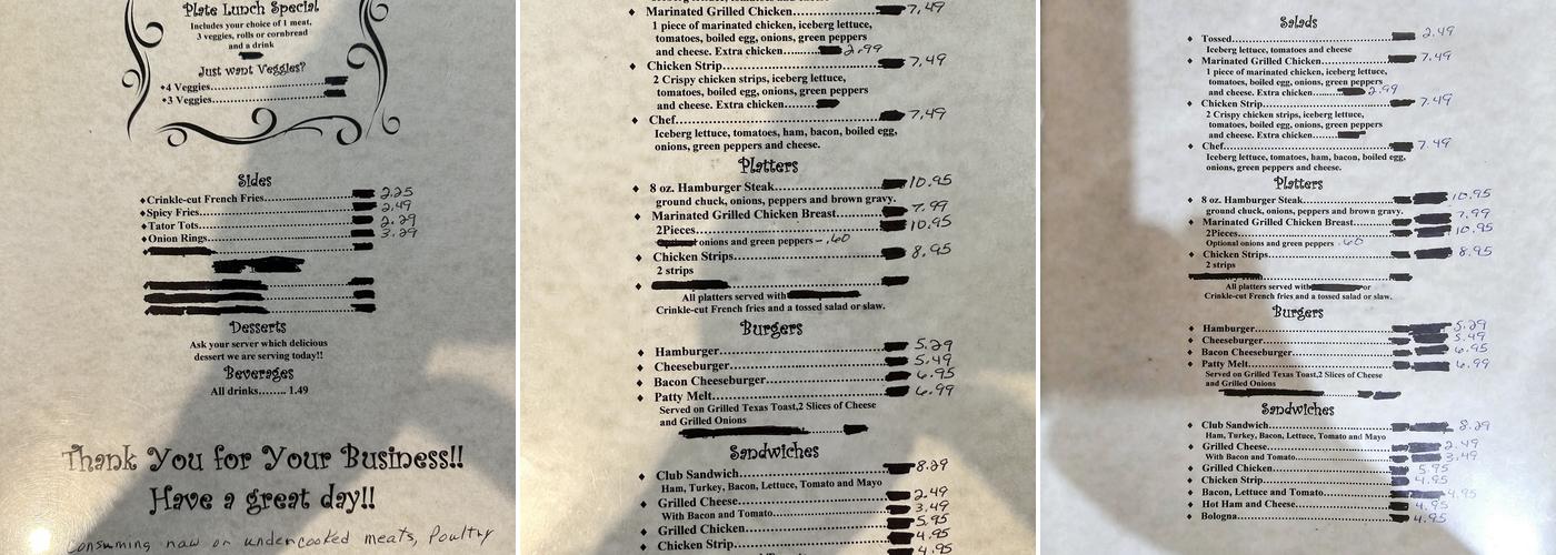 Dot's Country Kitchen Menu