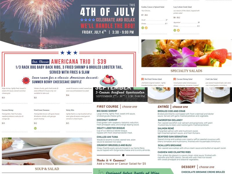 Lazy Lobster Longboat Key Menu