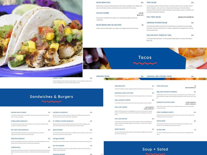 Cha Cha Coconuts Menu