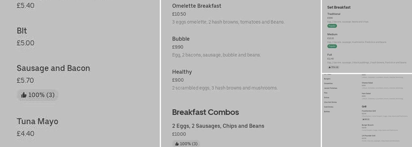 Sizzling Cafe Gravesend Menu