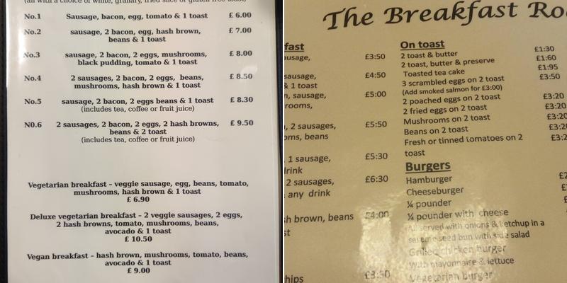 The Breakfast Room Ltd Menu