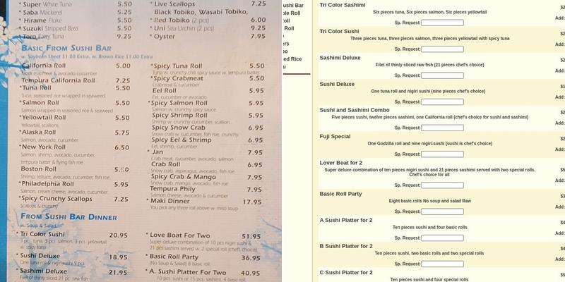 OKI Asian Bistro Menu