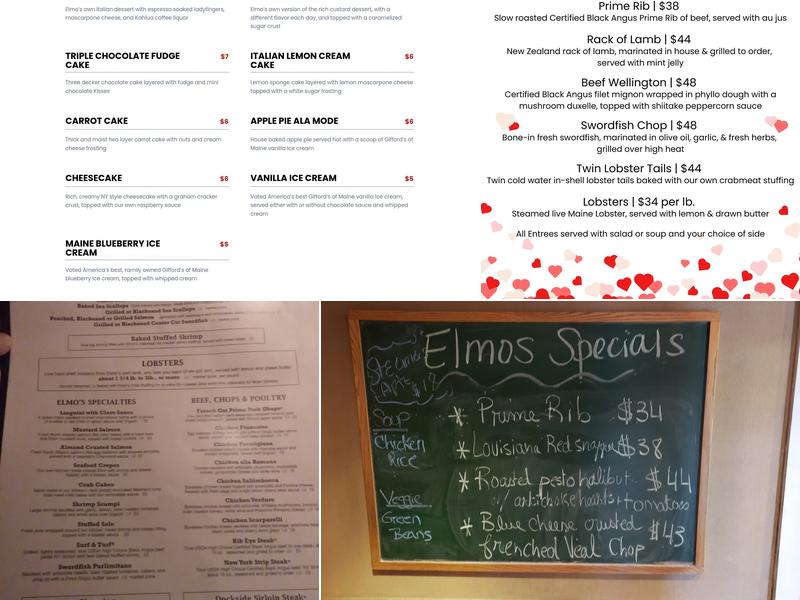 Elmo's Dockside Menu