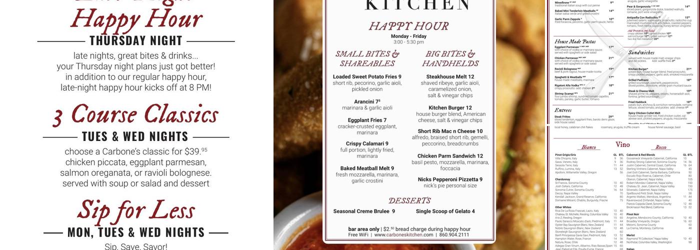 Carbone's Kitchen Menu