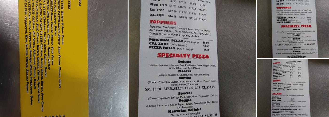 Tony's Pizza Menu