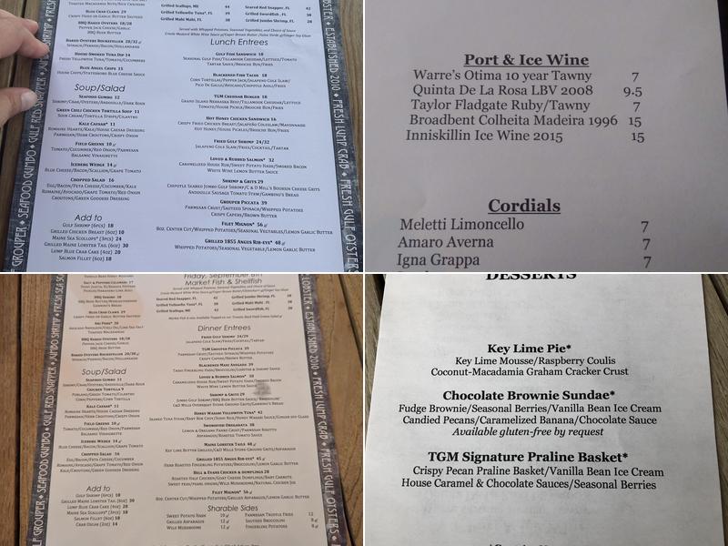 The Grand Marlin of Pensacola Beach Menu