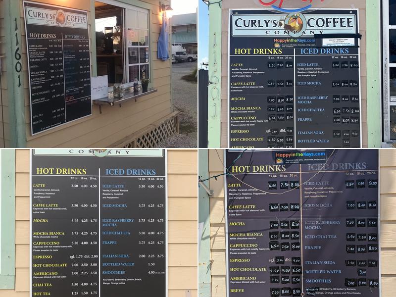 Curly's Coffee and Marina Menu