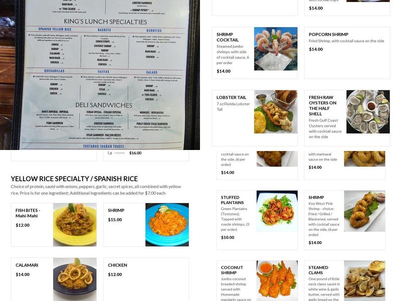 King Seafood Market & Restaurant Menu