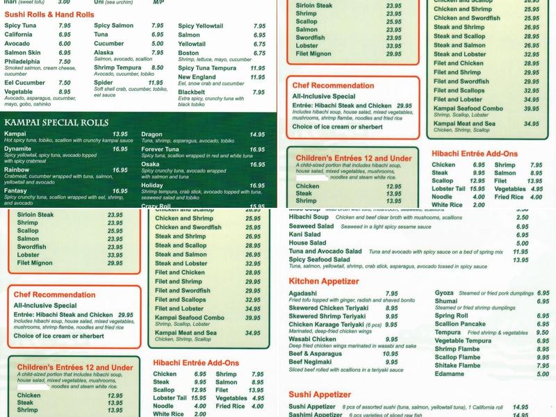 Kampai Japanese Restaurant Menu