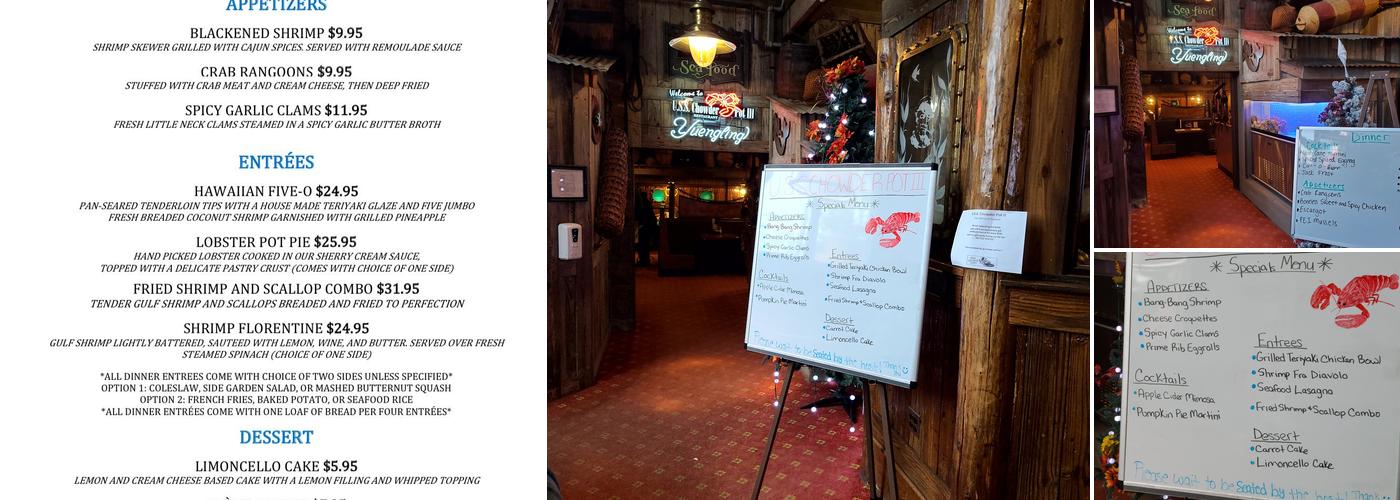 U.S.S. Chowder Pot III Menu