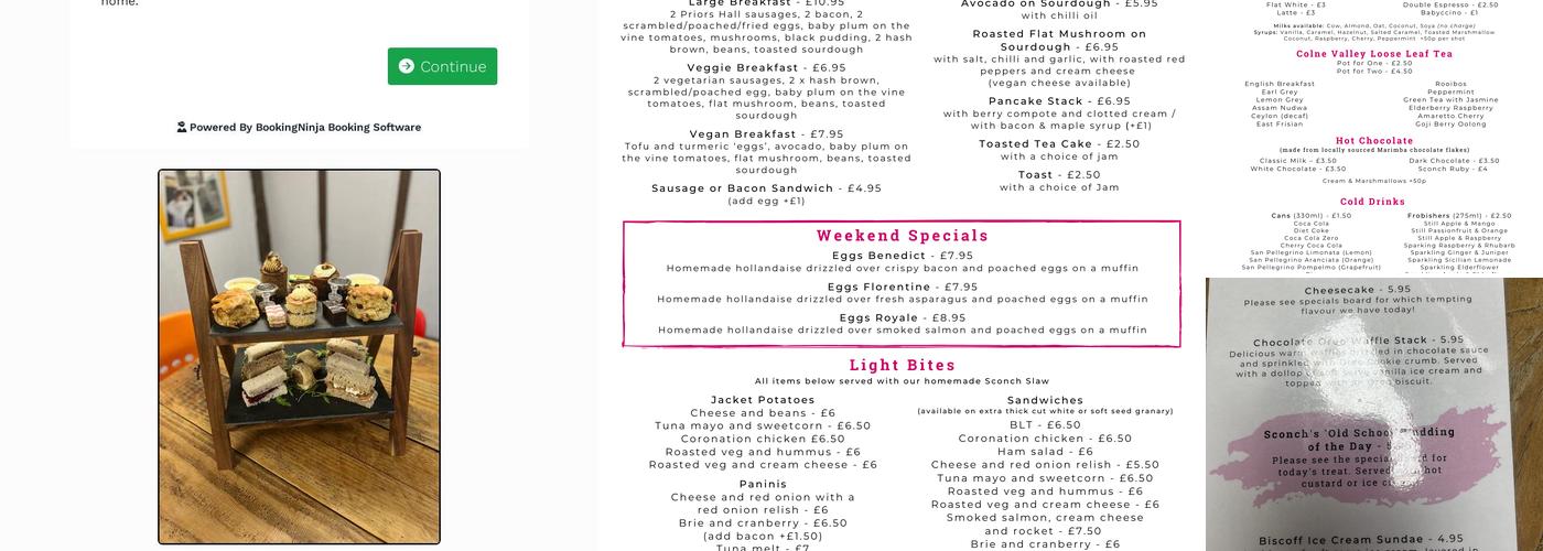 Sconch Tea Rooms Menu