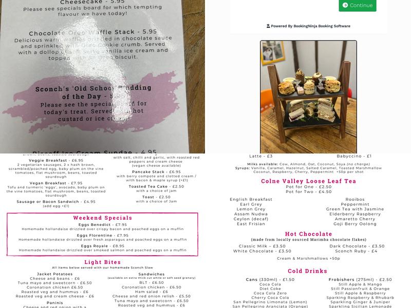 Sconch Tea Rooms Menu