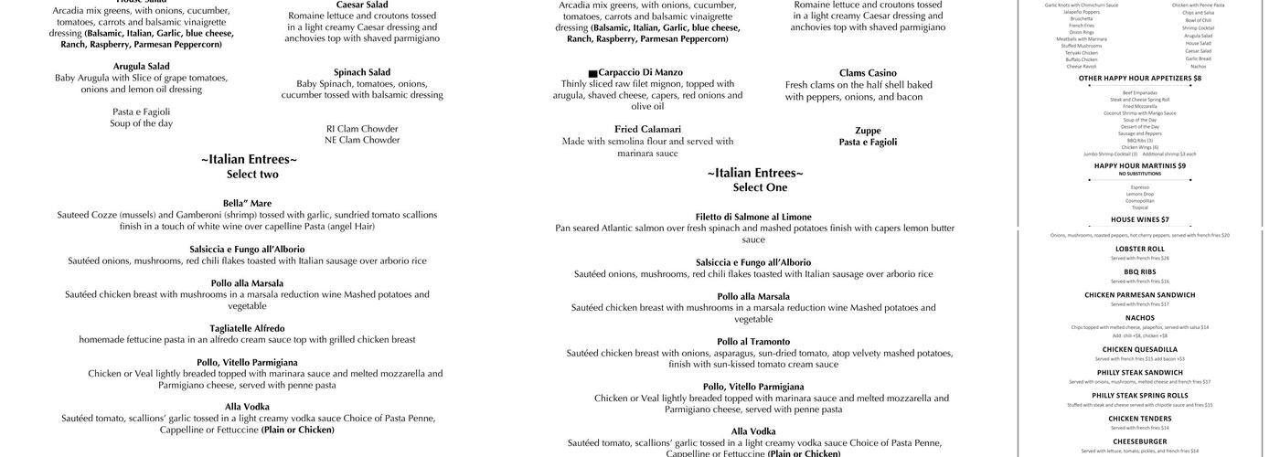 La Luna Ristorante Menu