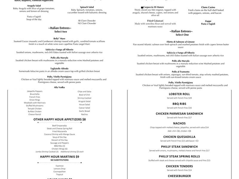 La Luna Ristorante Menu