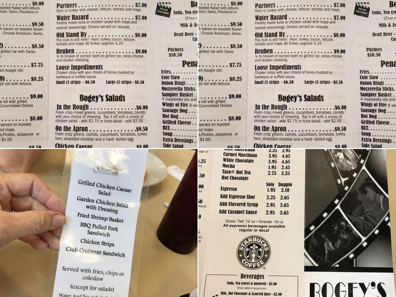 Bogey's 19th Hole Restaurant and Bar Menu