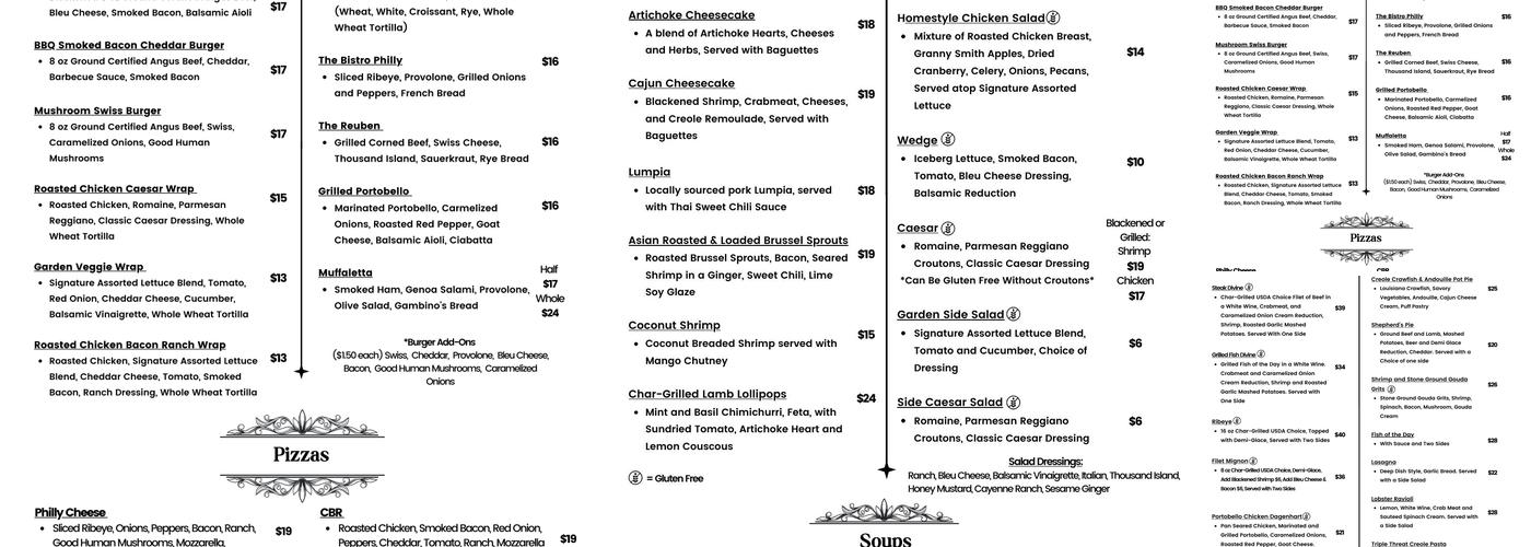 Blackwater Bistro Menu