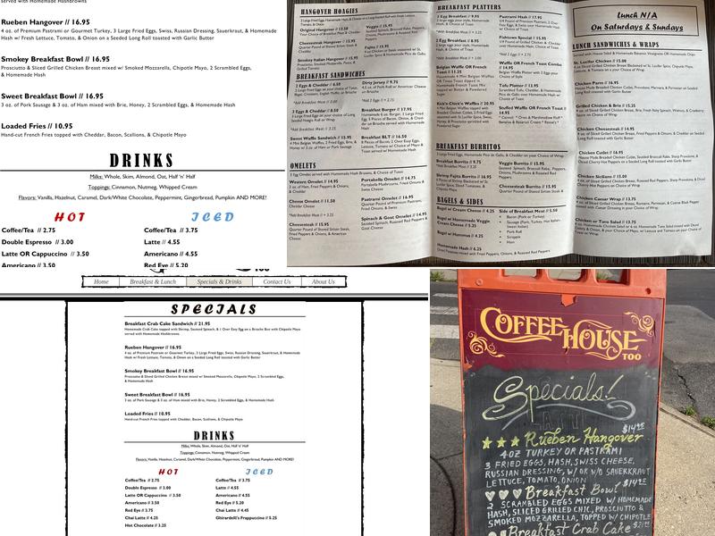 Coffee House Too Menu