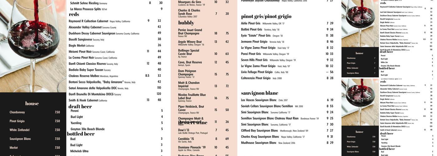 Bella Luna Italian Bistro Menu